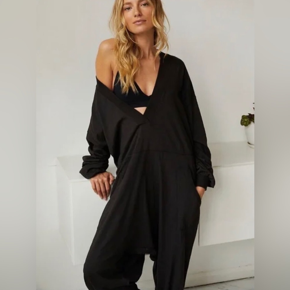 Free People Black Relaxed Jumpsuit